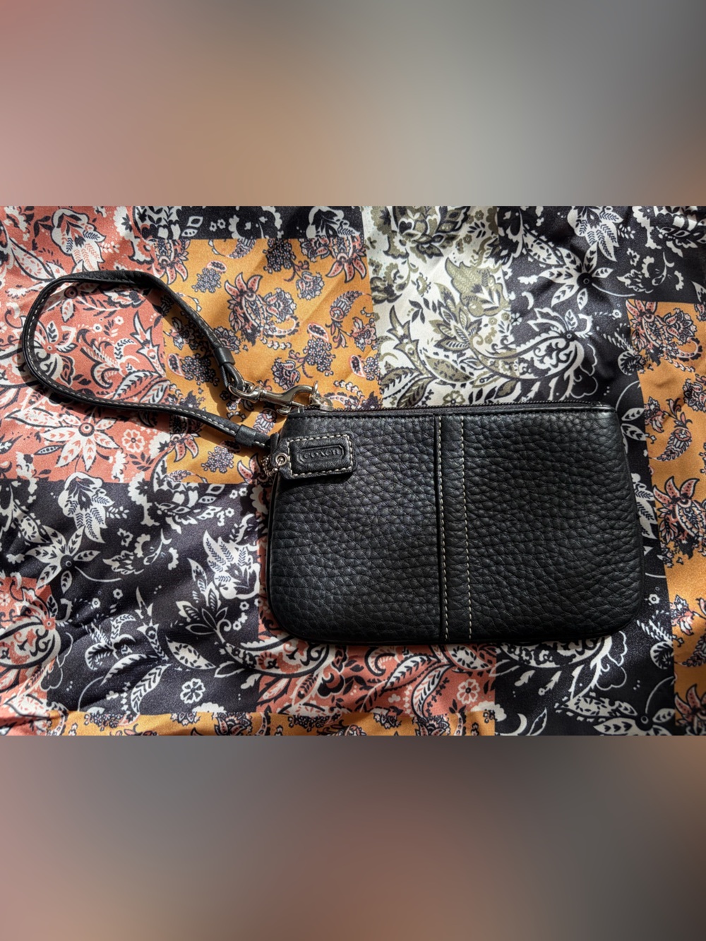 Coach Pebbled Leather Wristlet